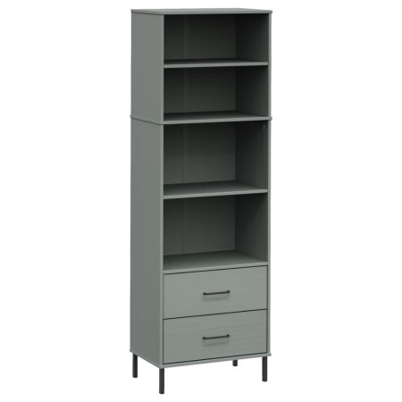 vidaXL Bücherregal OSLO mit 2 Schubladen Grau 60x35x180 cm Massivholz