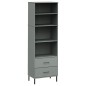 vidaXL Bücherregal OSLO mit 2 Schubladen Grau 60x35x180 cm Massivholz vidaXL Bücherregal OSLO mit 2 Schubladen Grau 60x35x180 cm Massivholz