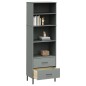 vidaXL Bücherregal OSLO mit 2 Schubladen Grau 60x35x180 cm Massivholz vidaXL Bücherregal OSLO mit 2 Schubladen Grau 60x35x180 cm Massivholz