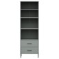 vidaXL Bücherregal OSLO mit 2 Schubladen Grau 60x35x180 cm Massivholz vidaXL Bücherregal OSLO mit 2 Schubladen Grau 60x35x180 cm Massivholz