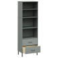 vidaXL Bücherregal OSLO mit 2 Schubladen Grau 60x35x180 cm Massivholz vidaXL Bücherregal OSLO mit 2 Schubladen Grau 60x35x180 cm Massivholz