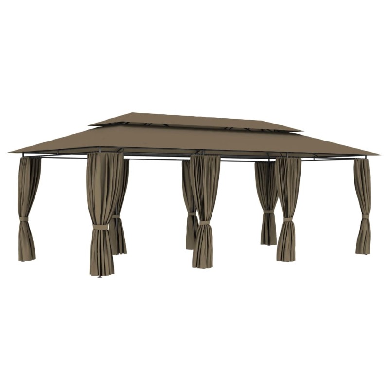 vidaXL Pavillon mit Vorhängen 600x298x270 cm Taupe 180 g/m² vidaXL Pavillon mit Vorhängen 600x298x270 cm Taupe 180 g/m²