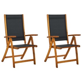 vidaXL Gartenstühle 2 Stk. Klappbar Massivholz Akazie und Textilene