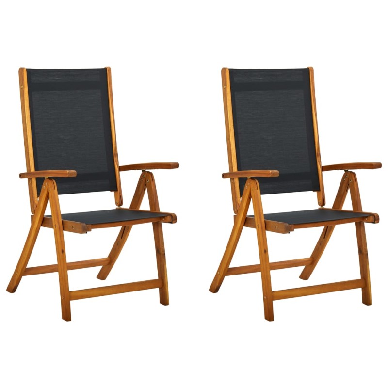 vidaXL Gartenstühle 2 Stk. Klappbar Massivholz Akazie und Textilene vidaXL Gartenstühle 2 Stk. Klappbar Massivholz Akazie und Textilene