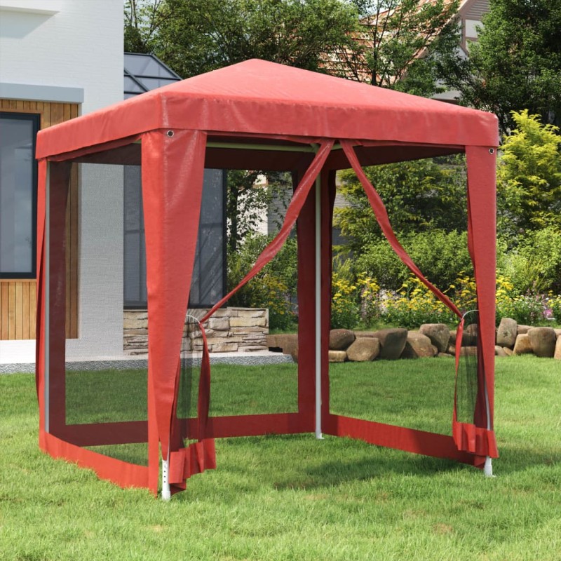 vidaXL Partyzelt mit 4 Mesh-Seitenwänden Rot 2x2 m HDPE vidaXL Partyzelt mit 4 Mesh-Seitenwänden Rot 2x2 m HDPE