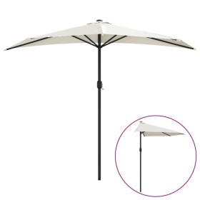 vidaXL Balkon-Sonnenschirm mit Alu-Mast Sandfarben 270x144 cm Halbrund