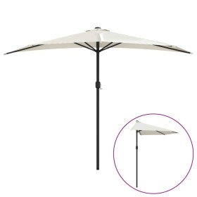 vidaXL Balkon-Sonnenschirm mit Alu-Mast Sandfarben 300x155 cm Halbrund