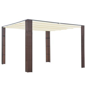 vidaXL Pavillon mit Dach Poly Rattan 300x300x200 cm Braun und Creme 