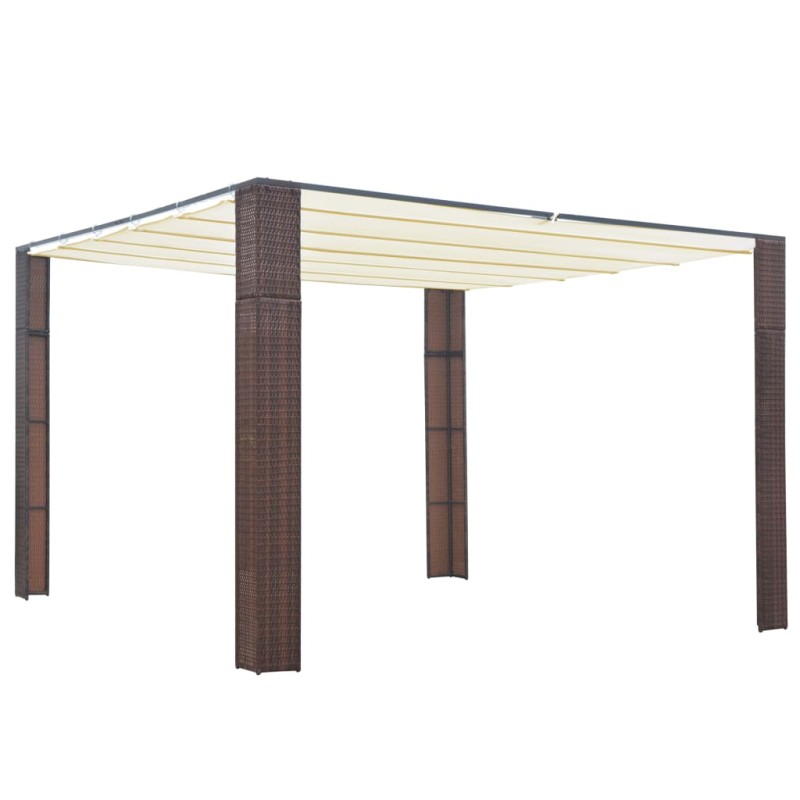 vidaXL Pavillon mit Dach Poly Rattan 300x300x200 cm Braun und Creme vidaXL Pavillon mit Dach Poly Rattan 300x300x200 cm Braun und Creme