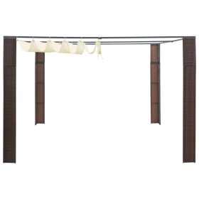 vidaXL Pavillon mit Dach Poly Rattan 300x300x200 cm Braun und Creme 