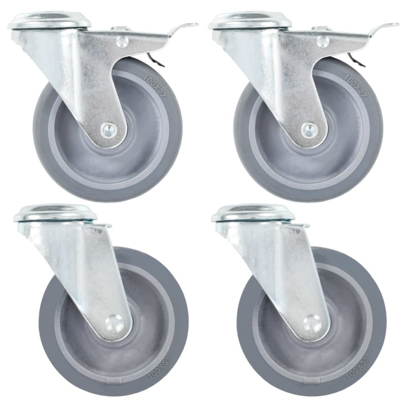 vidaXL Lenkrollen mit Bolzenloch 4 Stk. 100 mm vidaXL Lenkrollen mit Bolzenloch 4 Stk. 100 mm