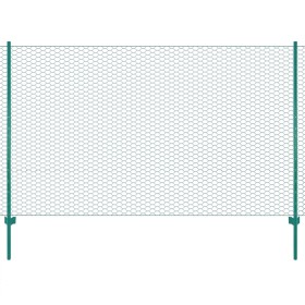 vidaXL Maschendrahtzaun mit Pfosten Stahl 25 x 1,5 m Grün