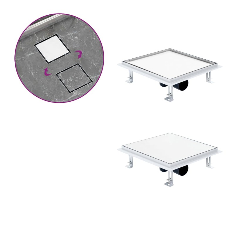 vidaXL Duschablauf 2-in-1 Flacher und Flieseneinsatz-Deckel 28x28 cm vidaXL Duschablauf 2-in-1 Flacher und Flieseneinsatz-Deckel 28x28 cm