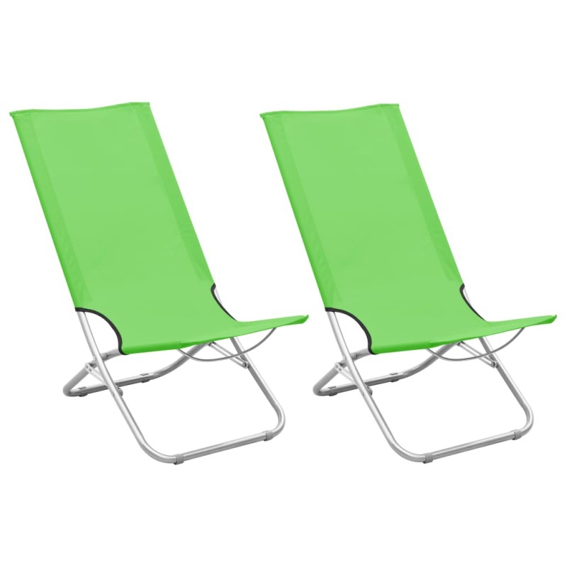 vidaXL Klappbare Strandstühle 2 Stk. Grün Stoff vidaXL Klappbare Strandstühle 2 Stk. Grün Stoff