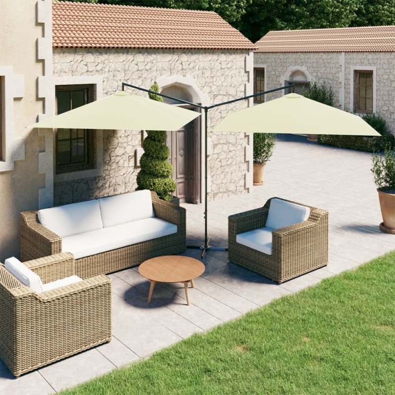 vidaXL Doppel-Sonnenschirm mit Stahlmast Sandweiß 600x300 cm vidaXL Doppel-Sonnenschirm mit Stahlmast Sandweiß 600x300 cm