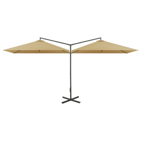 vidaXL Doppel-Sonnenschirm mit Stahlmast Taupe 600x300 cm