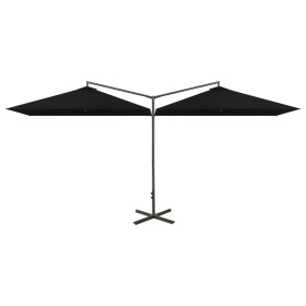 vidaXL Doppel-Sonnenschirm mit Stahlmast Schwarz 600x300 cm
