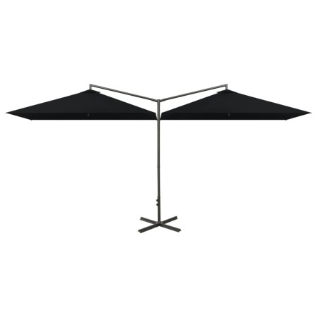 vidaXL Doppel-Sonnenschirm mit Stahlmast Schwarz 600x300 cm