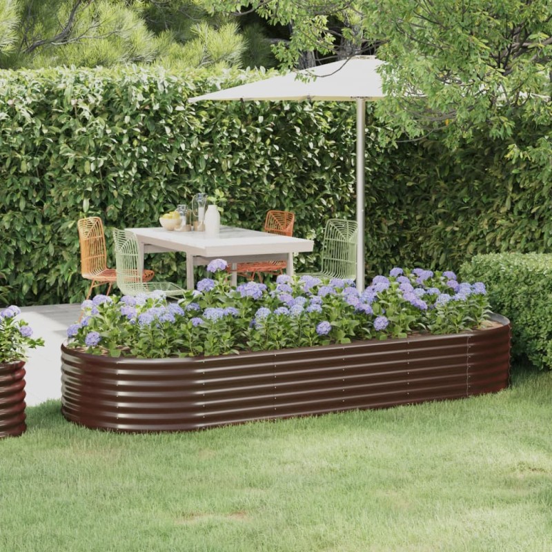 vidaXL Hochbeet Pulverbeschichteter Stahl 249x100x36 cm Braun vidaXL Hochbeet Pulverbeschichteter Stahl 249x100x36 cm Braun