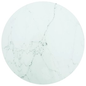 vidaXL Tischplatte Weiß Ø50x0,8 cm Hartglas in Marmoroptik