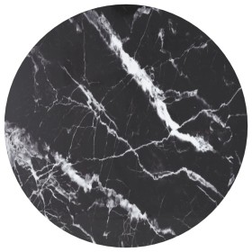vidaXL Tischplatte Schwarz Ø60x0,8 cm Hartglas in Marmoroptik
