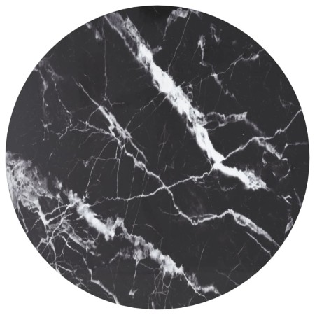 vidaXL Tischplatte Schwarz Ø60x0,8 cm Hartglas in Marmoroptik