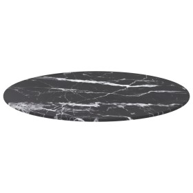 vidaXL Tischplatte Schwarz Ø60x0,8 cm Hartglas in Marmoroptik