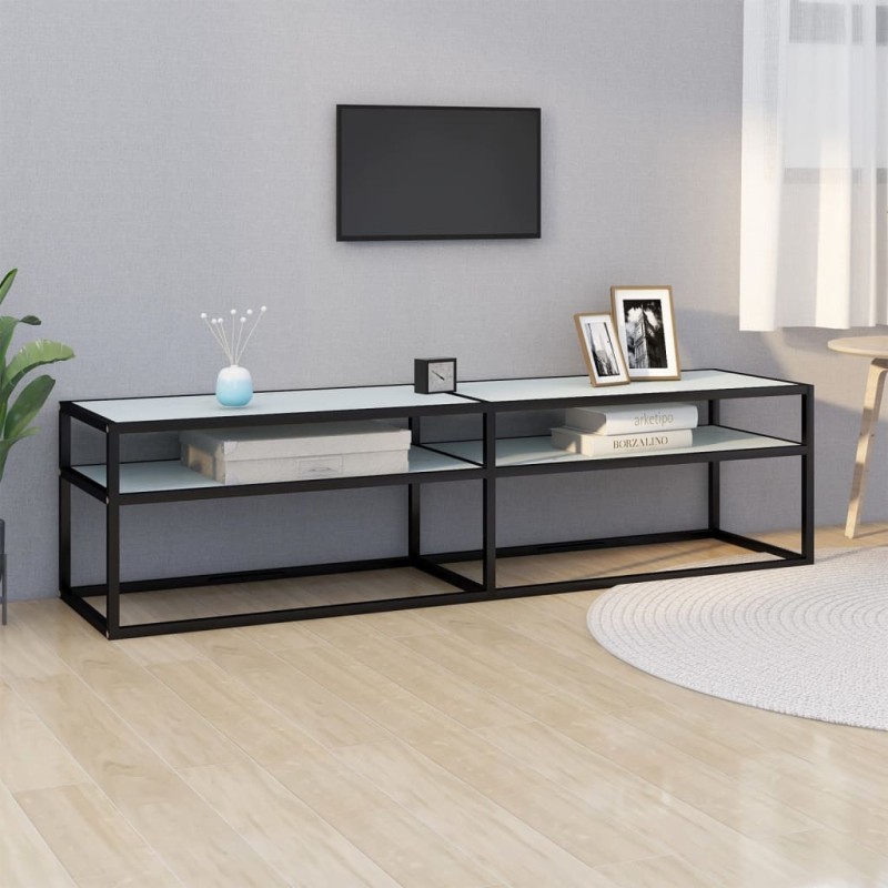 vidaXL TV-Schrank Weiß Marmor-Optik 160x40x40,5 cm Hartglas vidaXL TV-Schrank Weiß Marmor-Optik 160x40x40,5 cm Hartglas