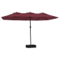 vidaXL Doppelsonnenschirm mit LEDs Bordeauxrot 449x245 cm vidaXL Doppelsonnenschirm mit LEDs Bordeauxrot 449x245 cm