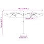 vidaXL Doppelsonnenschirm mit LEDs Bordeauxrot 449x245 cm vidaXL Doppelsonnenschirm mit LEDs Bordeauxrot 449x245 cm