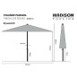 Madison Sonnenschirm Timor Luxe 400 cm Grau PAC8P014 Madison Sonnenschirm Timor Luxe 400 cm Grau PAC8P014