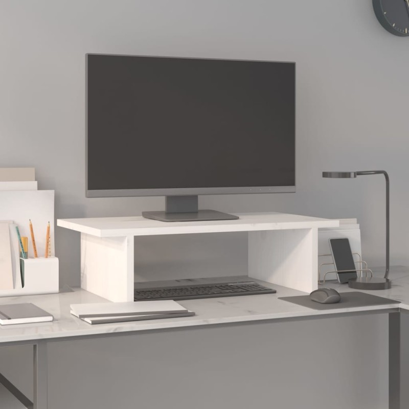 vidaXL Monitorständer Weiß 50x27x15 cm Massivholz Kiefer vidaXL Monitorständer Weiß 50x27x15 cm Massivholz Kiefer