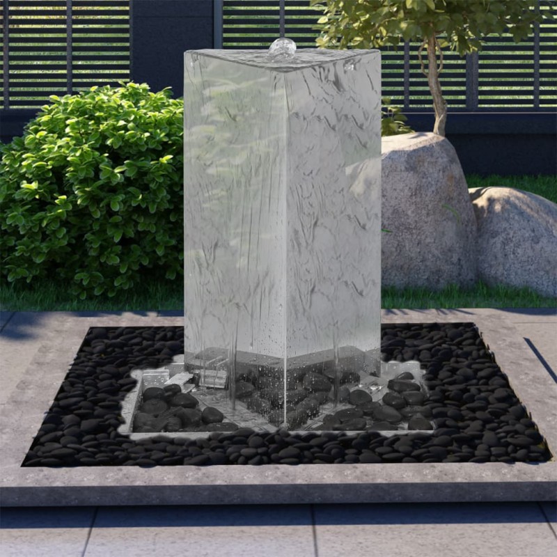 vidaXL Gartenbrunnen mit Pumpe Edelstahl 76 cm Dreieckig vidaXL Gartenbrunnen mit Pumpe Edelstahl 76 cm Dreieckig