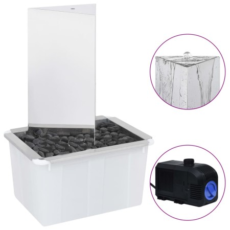 vidaXL Gartenbrunnen mit Pumpe Edelstahl 76 cm Dreieckig
