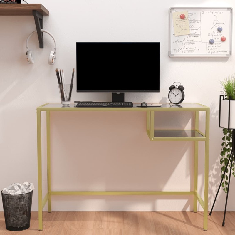 vidaXL Computertisch Schwarz Marmor 100x36x74 cm Hartglas vidaXL Computertisch Schwarz Marmor 100x36x74 cm Hartglas