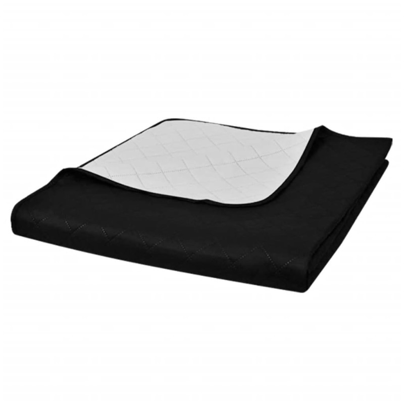 vidaXL Zweiseitige Tagesdecke Gesteppt Schwarz/Weiß 170x210 cm vidaXL Zweiseitige Tagesdecke Gesteppt Schwarz/Weiß 170x210 cm
