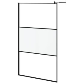vidaXL Duschwand für Walk-In Dusche 115x195cm ESG Halbmattiert Schwarz