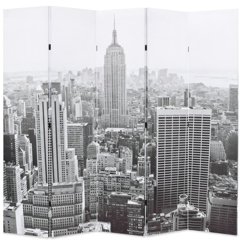 vidaXL Raumteiler klappbar 200 x 170 cm New York bei Tag Schwarz-Weiß vidaXL Raumteiler klappbar 200 x 170 cm New York bei Tag Schwarz-Weiß