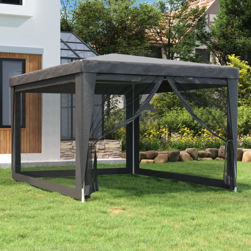 vidaXL Partyzelt mit 4 Mesh-Seitenwänden Anthrazit 3x4 m HDPE vidaXL Partyzelt mit 4 Mesh-Seitenwänden Anthrazit 3x4 m HDPE