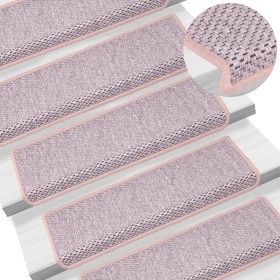 vidaXL Treppenmatten Selbstklebend Sisal-Optik 15 Stk. 65x21x4 cm Rot