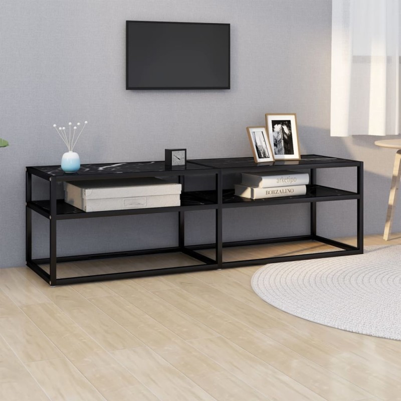 vidaXL TV-Schrank Schwarz Marmor-Optik 140x40x40,5 cm Hartglas vidaXL TV-Schrank Schwarz Marmor-Optik 140x40x40,5 cm Hartglas