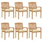 Stapelbare Gartenstühle mit Kissen 6 Stk. Massivholz Teak Stapelbare Gartenstühle mit Kissen 6 Stk. Massivholz Teak