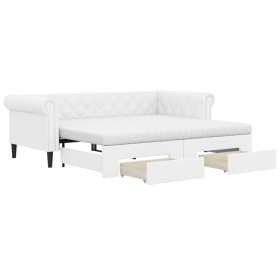 vidaXL Tagesbett Ausziehbar mit Schubladen Weiß 90x200 cm Kunstleder