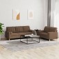 vidaXL 2-tlg. Sofagarnitur mit Kissen Braun Stoff vidaXL 2-tlg. Sofagarnitur mit Kissen Braun Stoff