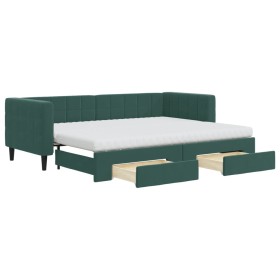 vidaXL Tagesbett Ausziehbar mit Schubladen Dunkelgrün 80x200 cm Samt
