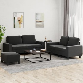 vidaXL 3-tlg. Sofagarnitur Schwarz Stoff