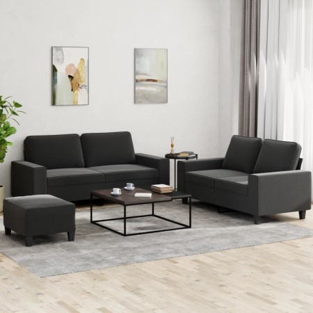 vidaXL 3-tlg. Sofagarnitur Schwarz Stoff
