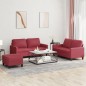 vidaXL 3-tlg. Sofagarnitur mit Kissen Weinrot Kunstleder vidaXL 3-tlg. Sofagarnitur mit Kissen Weinrot Kunstleder