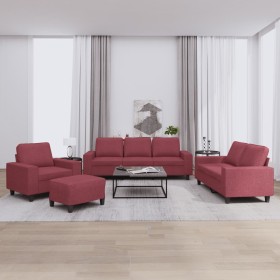vidaXL 4-tlg. Sofagarnitur Weinrot Stoff