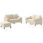 vidaXL 3-tlg. Sofagarnitur mit Kissen Creme Stoff vidaXL 3-tlg. Sofagarnitur mit Kissen Creme Stoff